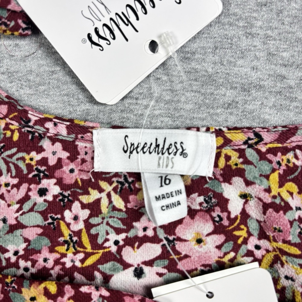 NWT Speechless Kids Floral 2-Pc Dress Skirt Ruffle Sleeve Top Girls 16 Y2K‎ - Picture 3 of 12